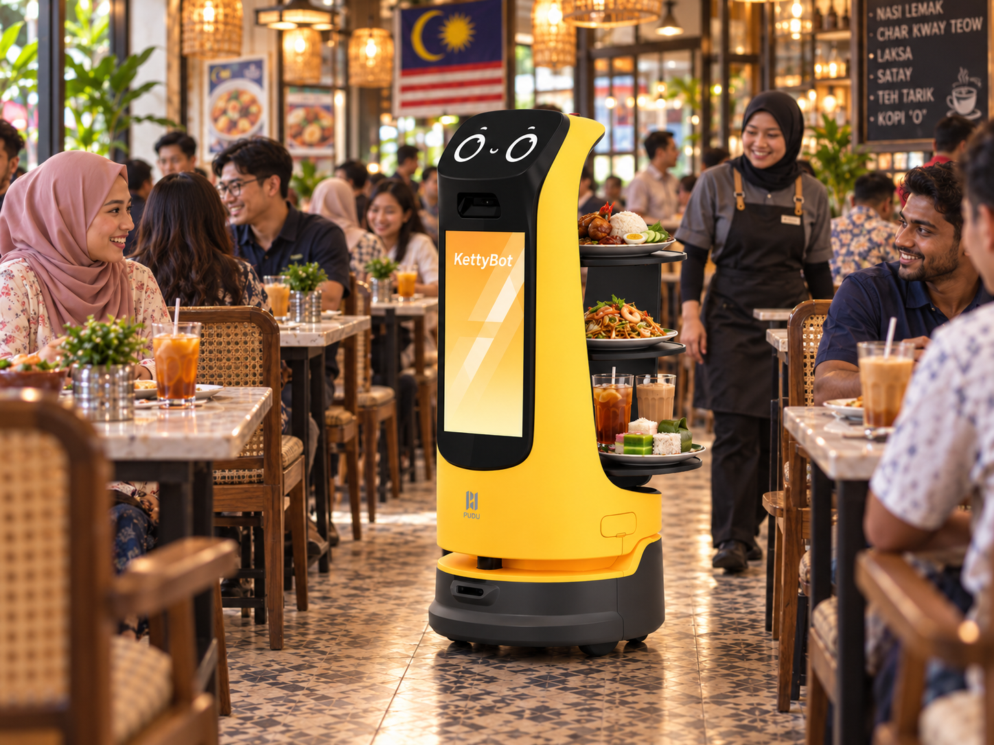 KettyBot Navigating a busy restaurant floor